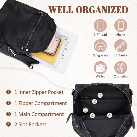 Women Backpack Purse Faux Leather Convertible Shoulder Bag Travel School